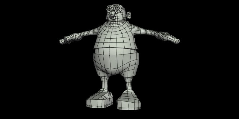 Nerdie Character Low Poly Model Wire, 2011