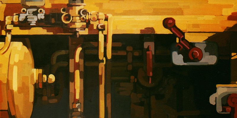 Mecanisme de Tren, oil on wood, 159 x 57 cm. (fragment), 1999