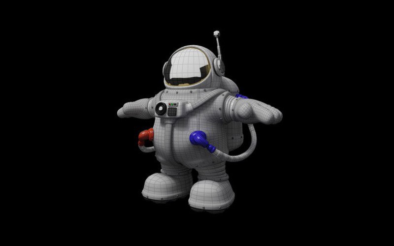 Cosmonaut Character High Poly Model Textured Wire, 2011